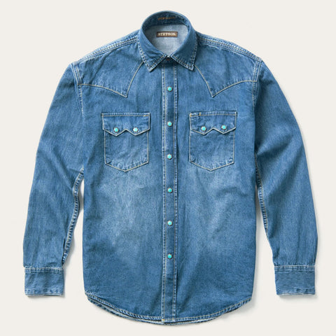 Turquoise Snap Western Denim Shirt | Stetson