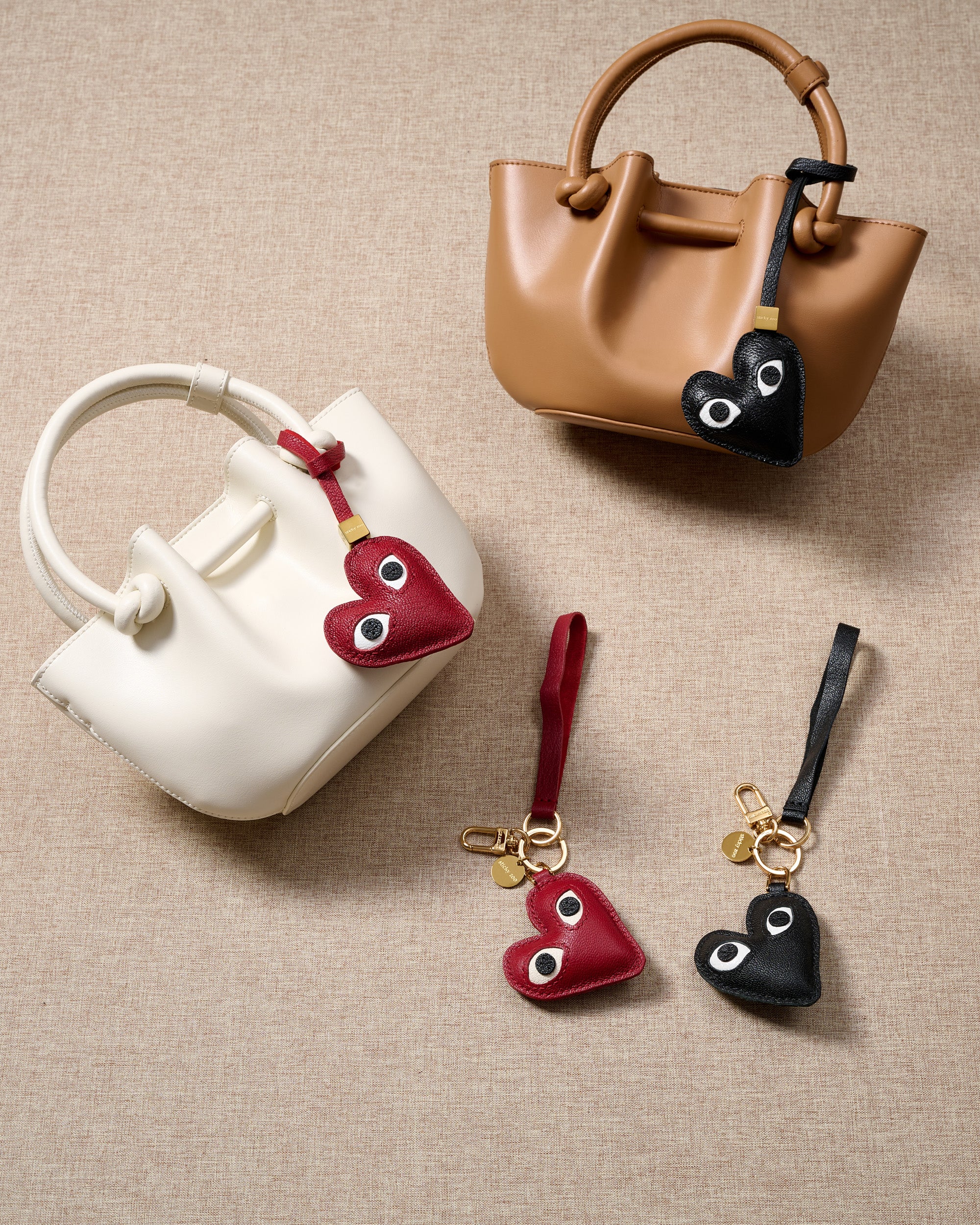 Heart Bag Charm & Keychain - Handmade French Leather Accessory