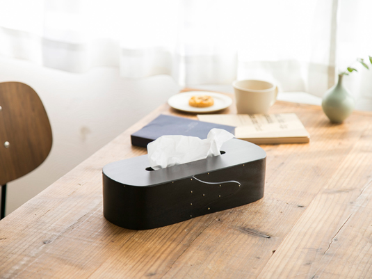 まる工芸/ティッシュケース sword ブラック -曲げ木のティッシュケース
