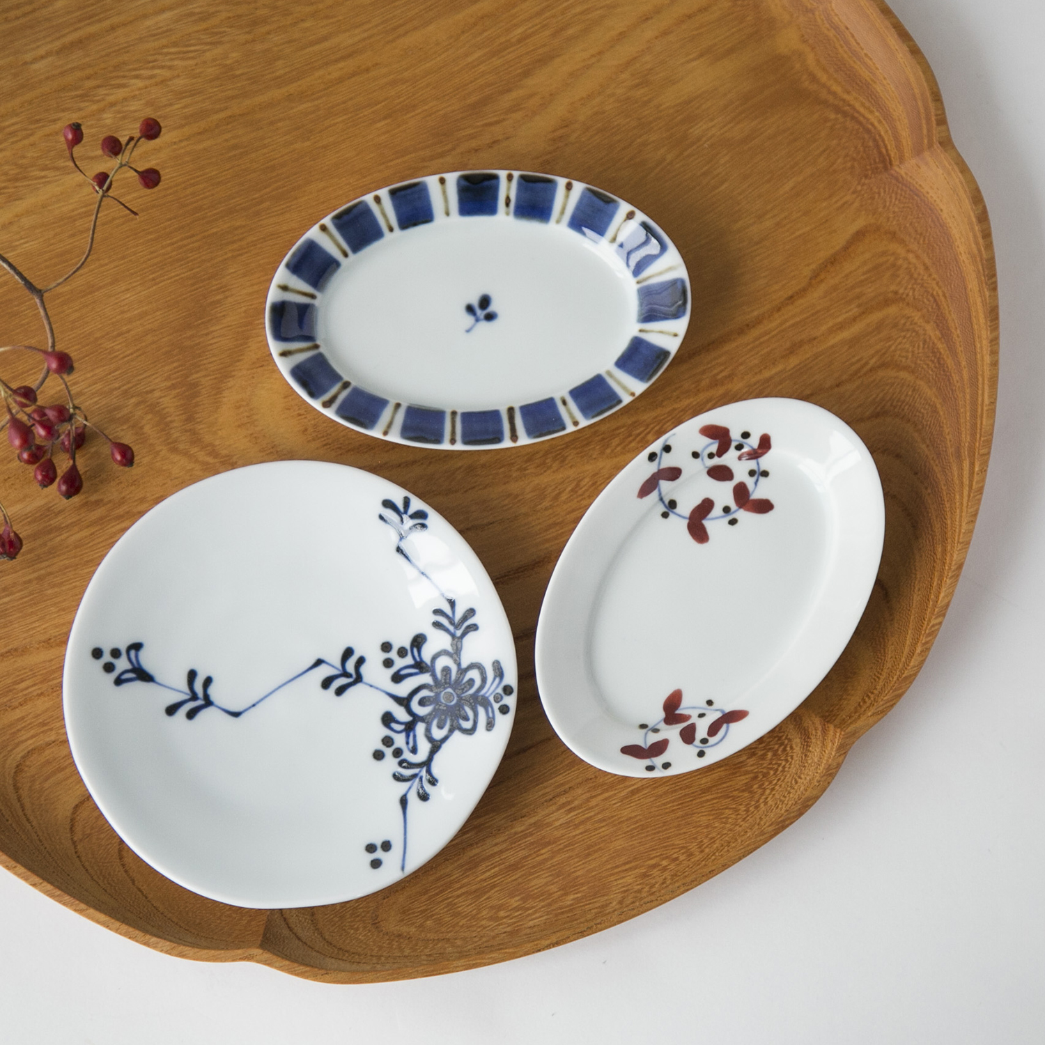 リム楕円小皿 -手書きの絵付けが美しい小皿 - スタイルストア