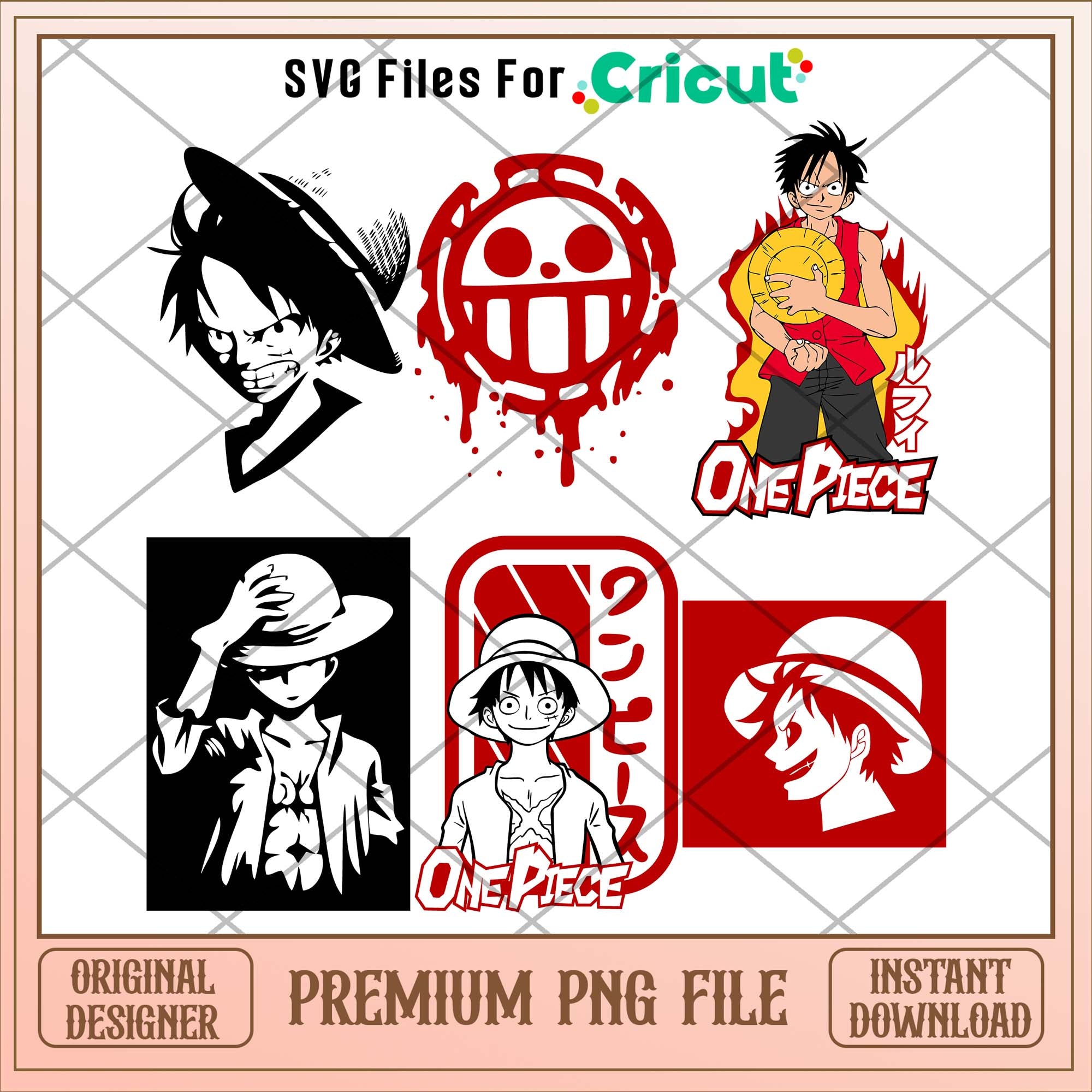 Anime One piece Luffy logo png bundle – svg files for cricut