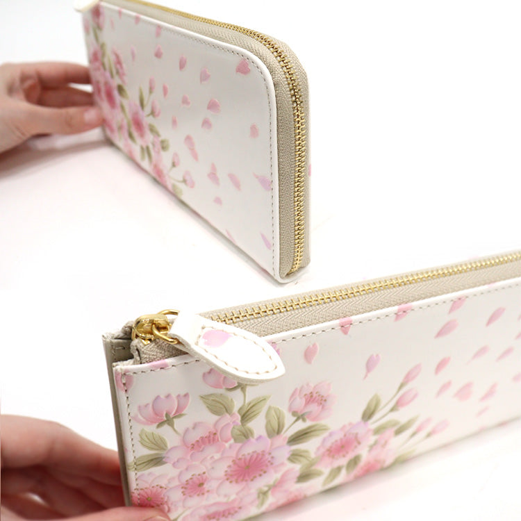 送料無料 浅草文庫 L字長財布 八重桜 L字ファスナー 長財布 財布 日本